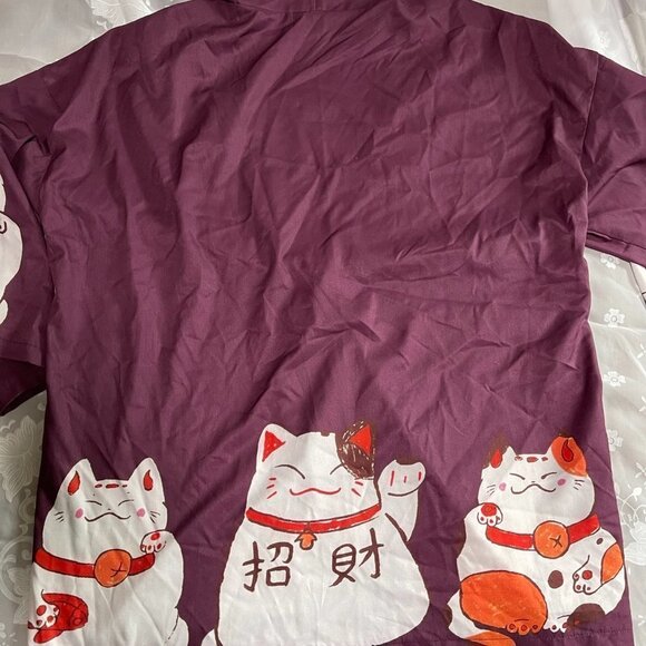 LAI Meng Five Cats 3/4 Sleeve Japanese Over Up OneSize Small-Extra Large - Picture 2 of 8